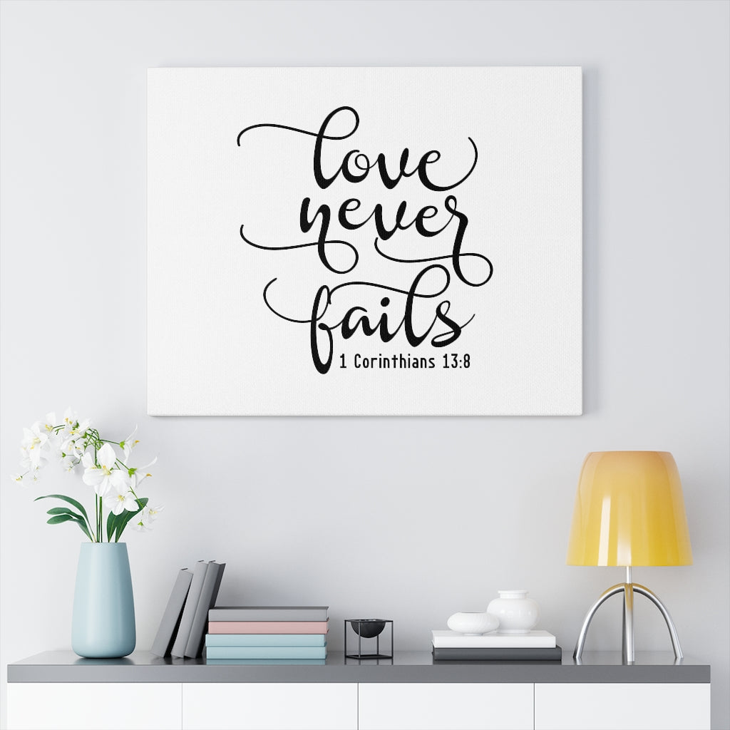 Scripture Walls Love Never Fails 1 Corinthians 13:8 Bible Verse Canvas Christian Wall Art Ready to Hang Unframed-Express Your Love Gifts