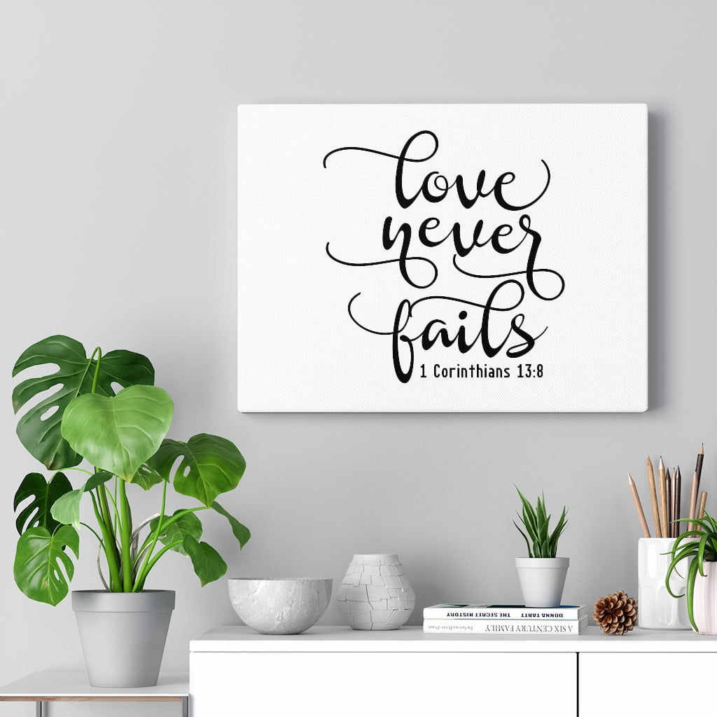 Scripture Walls Love Never Fails 1 Corinthians 13:8 Bible Verse Canvas Christian Wall Art Ready to Hang Unframed-Express Your Love Gifts