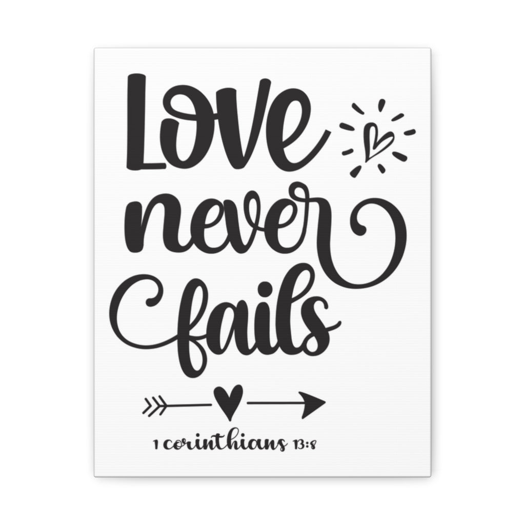 Scripture Walls Love Never Fails 1 Corinthians 13:8 Bold Bible Verse Canvas Christian Wall Art Ready To Hang Unframed-Express Your Love Gifts