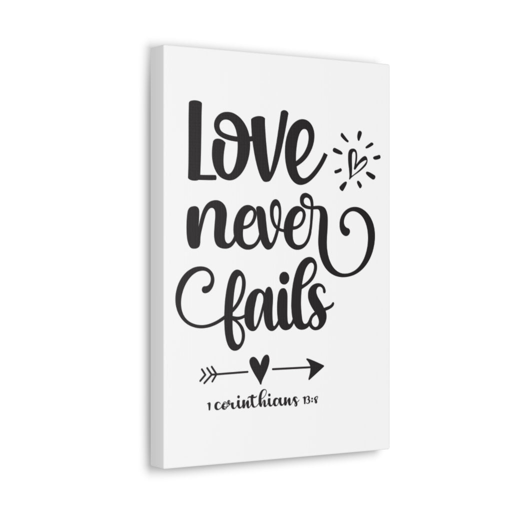 Scripture Walls Love Never Fails 1 Corinthians 13:8 Bold Bible Verse Canvas Christian Wall Art Ready To Hang Unframed-Express Your Love Gifts