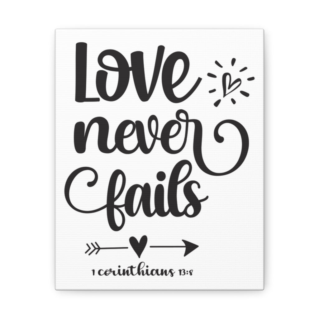 Scripture Walls Love Never Fails 1 Corinthians 13:8 Bold Bible Verse Canvas Christian Wall Art Ready To Hang Unframed-Express Your Love Gifts