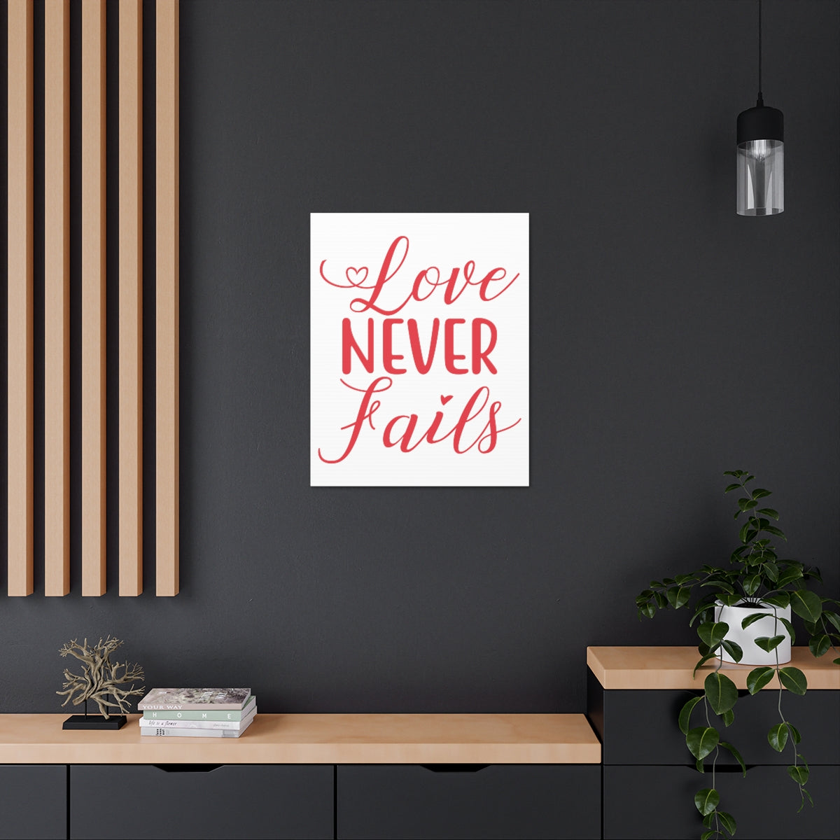 Scripture Walls Love Never Fails 1 Corinthians 13:8 Red Christian Wall Art Print Ready to Hang Unframed-Express Your Love Gifts