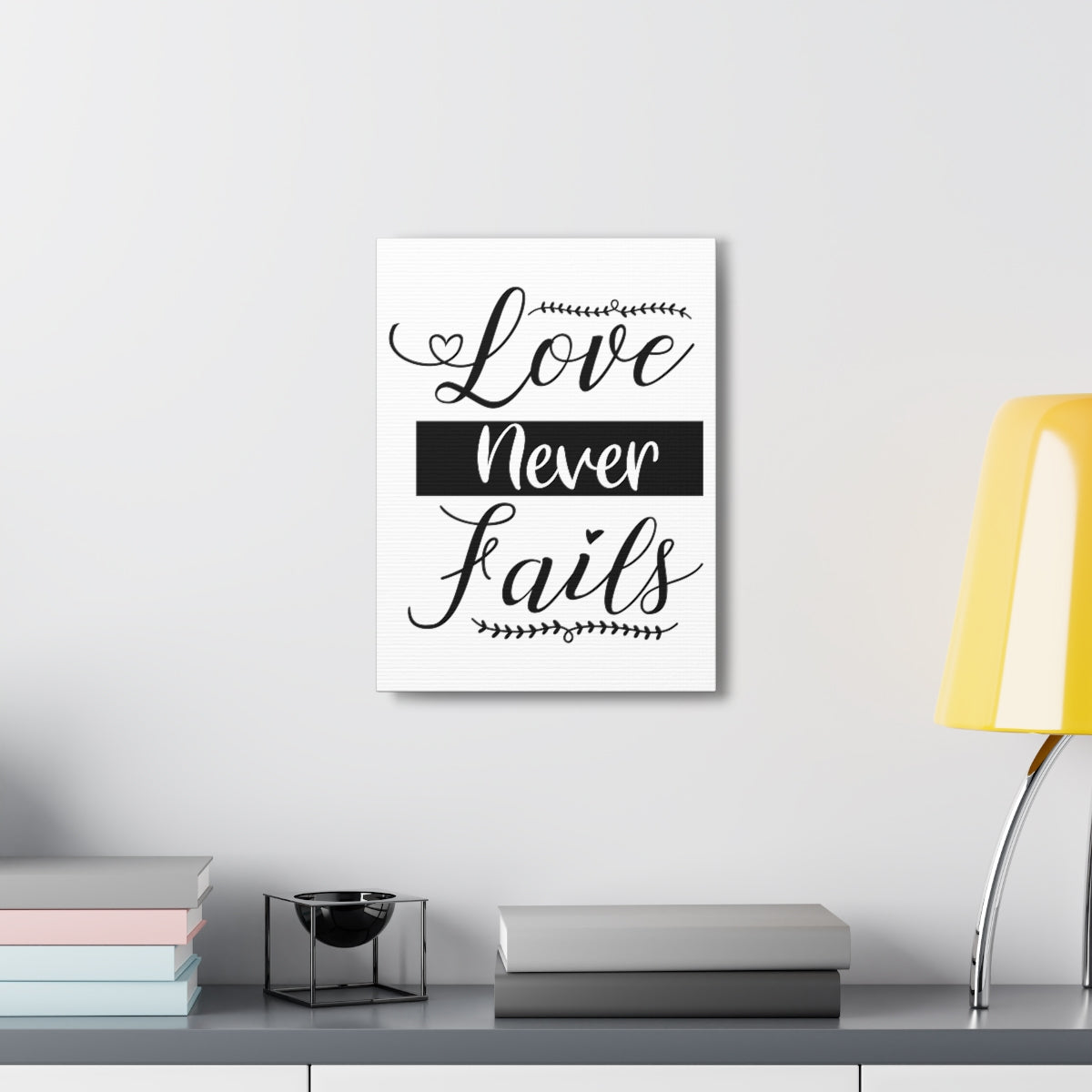 Scripture Walls Love Never Fails 1 John 4:18 White Christian Wall Art Print Ready to Hang Unframed-Express Your Love Gifts