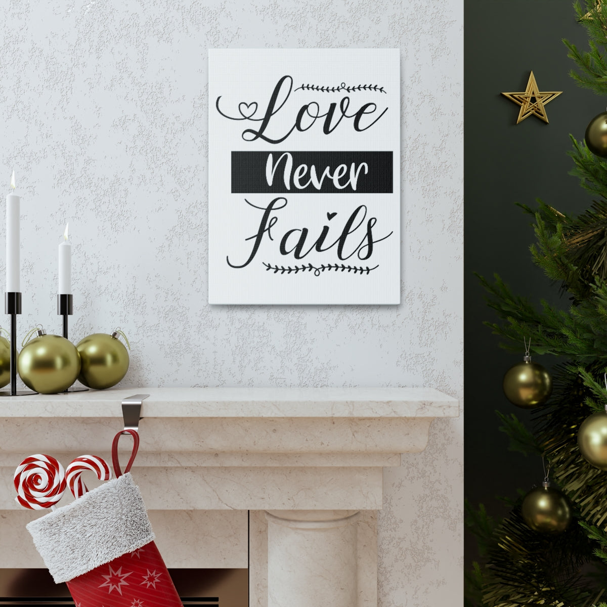 Scripture Walls Love Never Fails 1 John 4:18 White Christian Wall Art Print Ready to Hang Unframed-Express Your Love Gifts