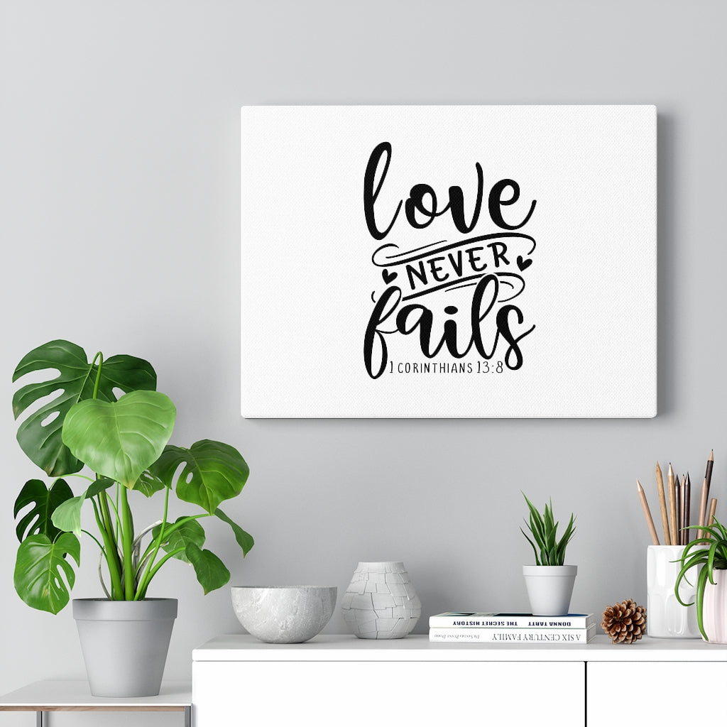 Scripture Walls Love Never Fails Heart 1 Corinthians 13:8 Bible Verse Canvas Christian Wall Art Ready to Hang Unframed-Express Your Love Gifts