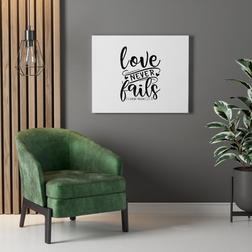 Scripture Walls Love Never Fails Heart 1 Corinthians 13:8 Bible Verse Canvas Christian Wall Art Ready to Hang Unframed-Express Your Love Gifts