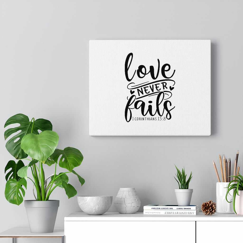 Scripture Walls Love Never Fails Heart 1 Corinthians 13:8 Bible Verse Canvas Christian Wall Art Ready to Hang Unframed-Express Your Love Gifts