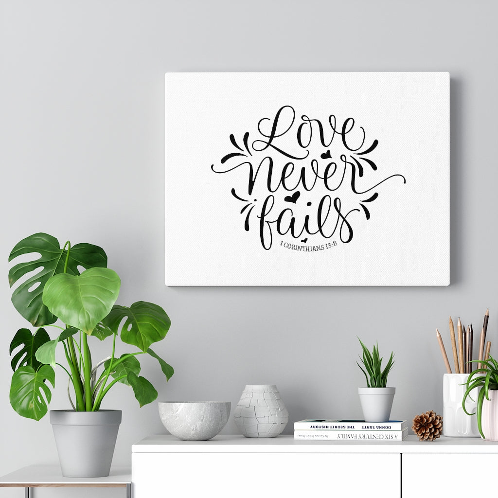 Scripture Walls Love Never Fails Leaves 1 Corinthians 13:8 Bible Verse Canvas Christian Wall Art Ready to Hang Unframed-Express Your Love Gifts
