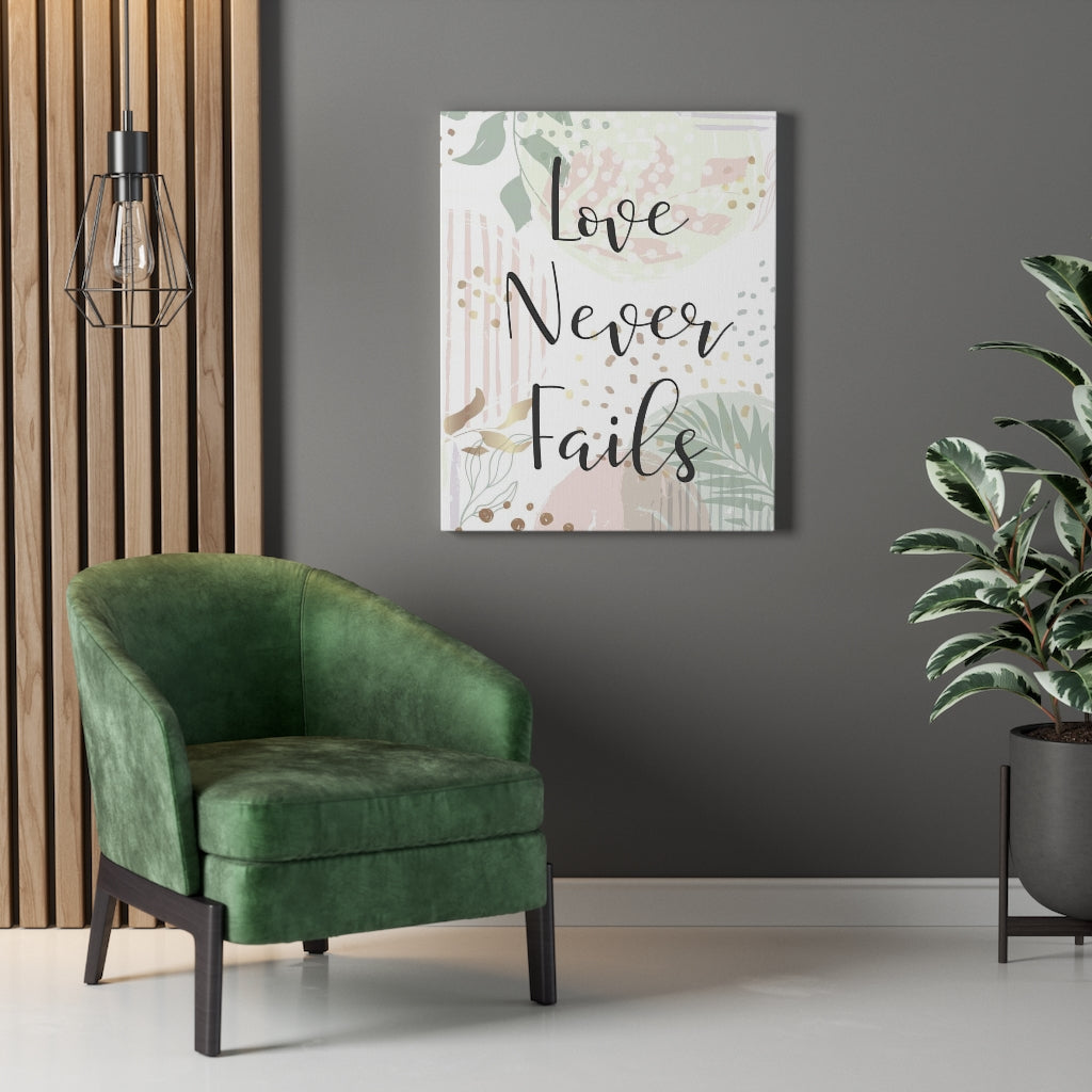 Scripture Walls Love Never Fails Leaves Bible Verse Canvas Christian Wall Art Ready to Hang Unframed-Express Your Love Gifts