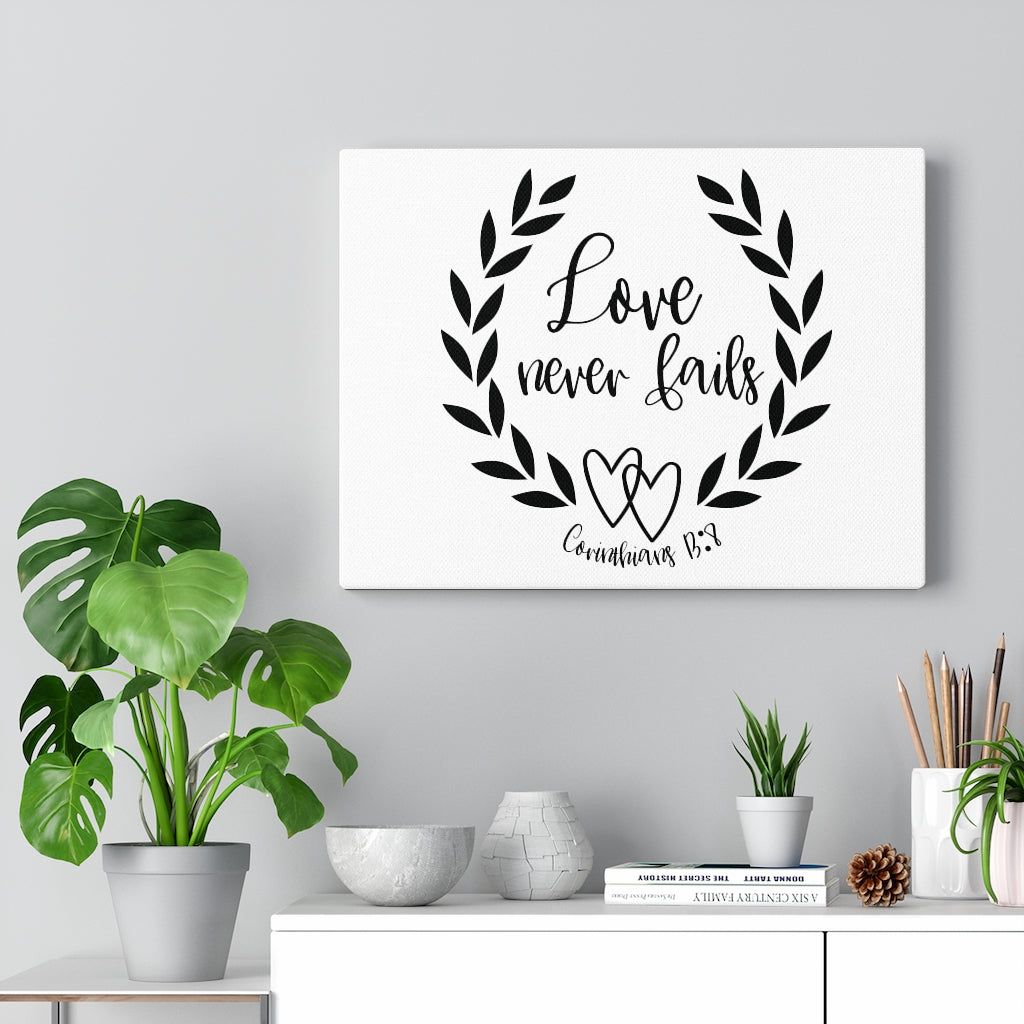 Scripture Walls Love Never Fails Leaves Corinthians 13:8 Bible Verse Canvas Christian Wall Art Ready to Hang Unframed-Express Your Love Gifts