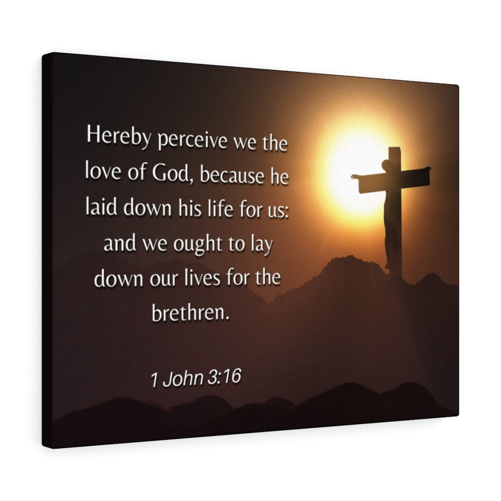 Scripture Walls Love Of God 1 John 3:16 Bible Verse Canvas Christian Wall Art Ready to Hang Unframed-Express Your Love Gifts