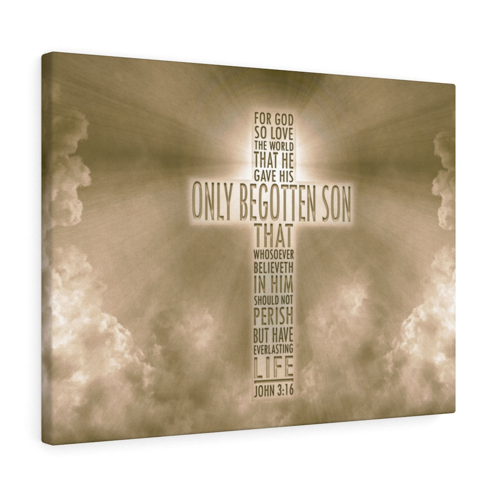 Scripture Walls Love of God John 3:16 Bible Verse Canvas Christian Wall Art Ready to Hang Unframed-Express Your Love Gifts