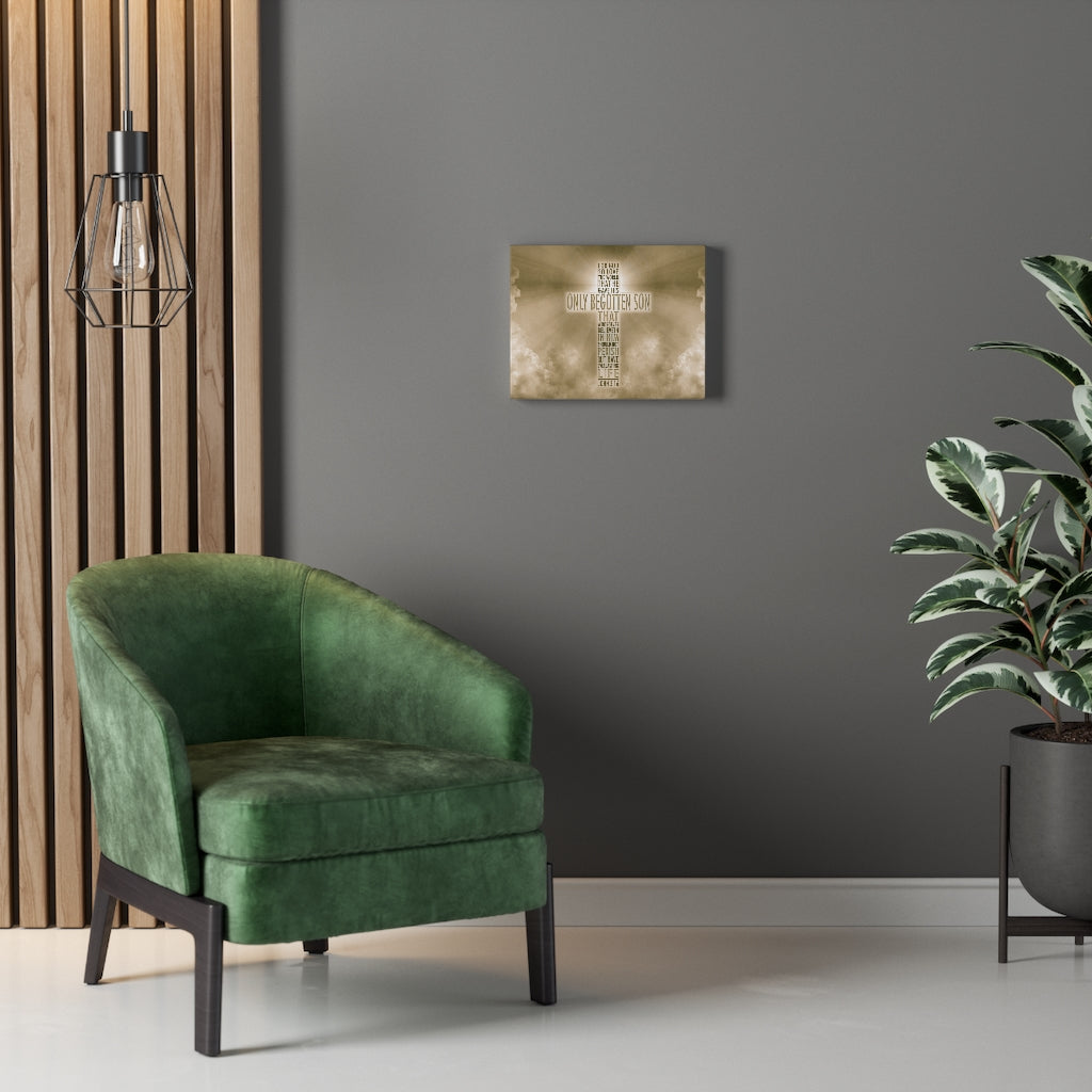 Scripture Walls Love of God John 3:16 Bible Verse Canvas Christian Wall Art Ready to Hang Unframed-Express Your Love Gifts