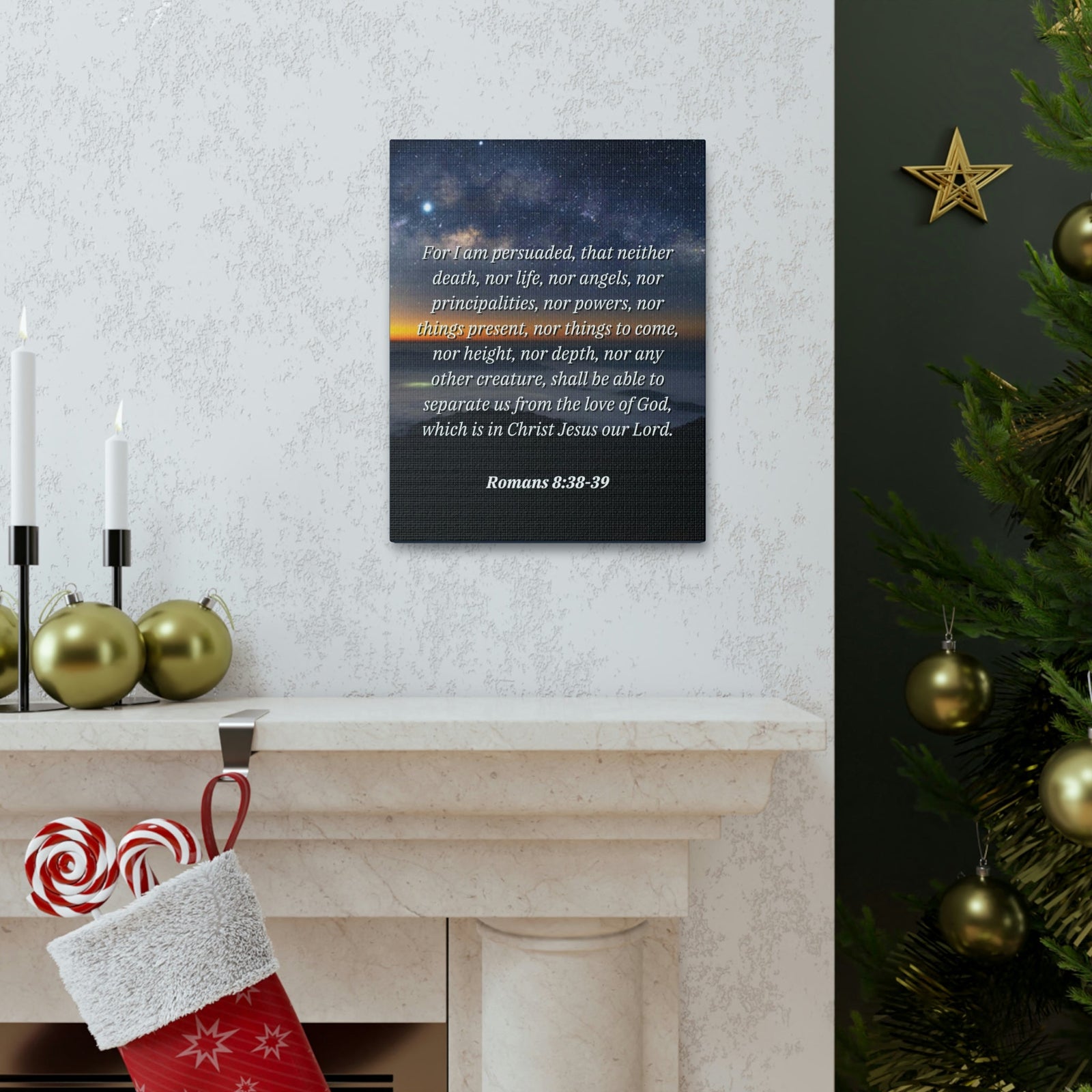 Scripture Walls Love Of God Romans 8:38 Bible Verse Canvas Christian Wall Art Ready to Hang Unframed-Express Your Love Gifts