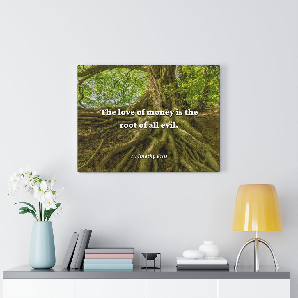 Scripture Walls Love Of Money 1 Timothy 6:10 Bible Verse Canvas Christian Wall Art Ready to Hang Unframed-Express Your Love Gifts