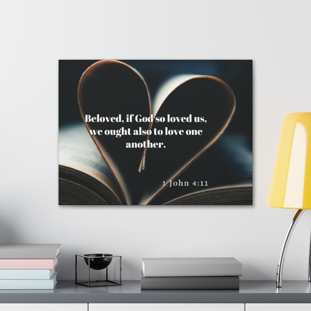 Scripture Walls Love One Another 1 John 4:11 Bible Verse Canvas Christian Wall Art Ready to Hang Unframed-Express Your Love Gifts