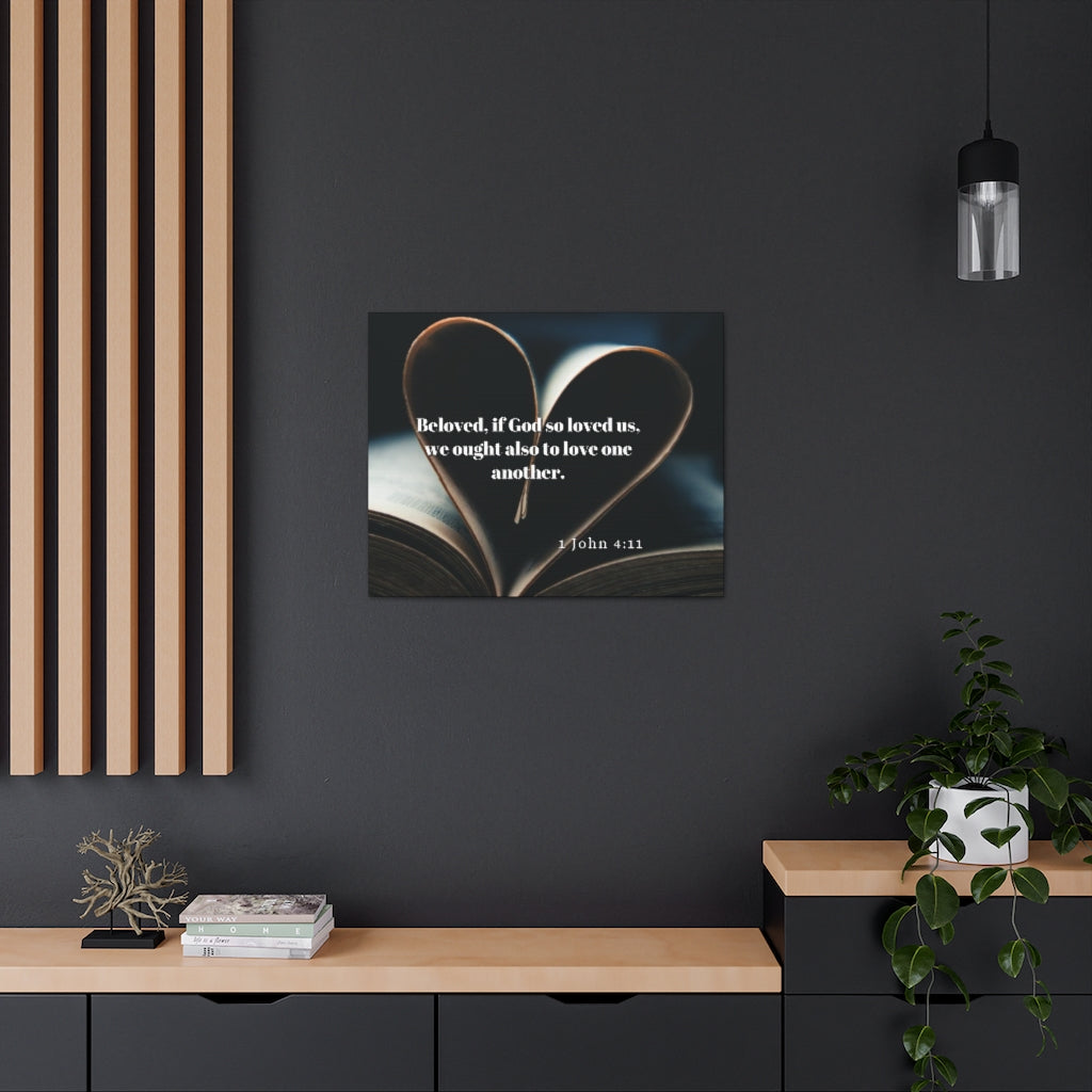 Scripture Walls Love One Another 1 John 4:11 Bible Verse Canvas Christian Wall Art Ready to Hang Unframed-Express Your Love Gifts