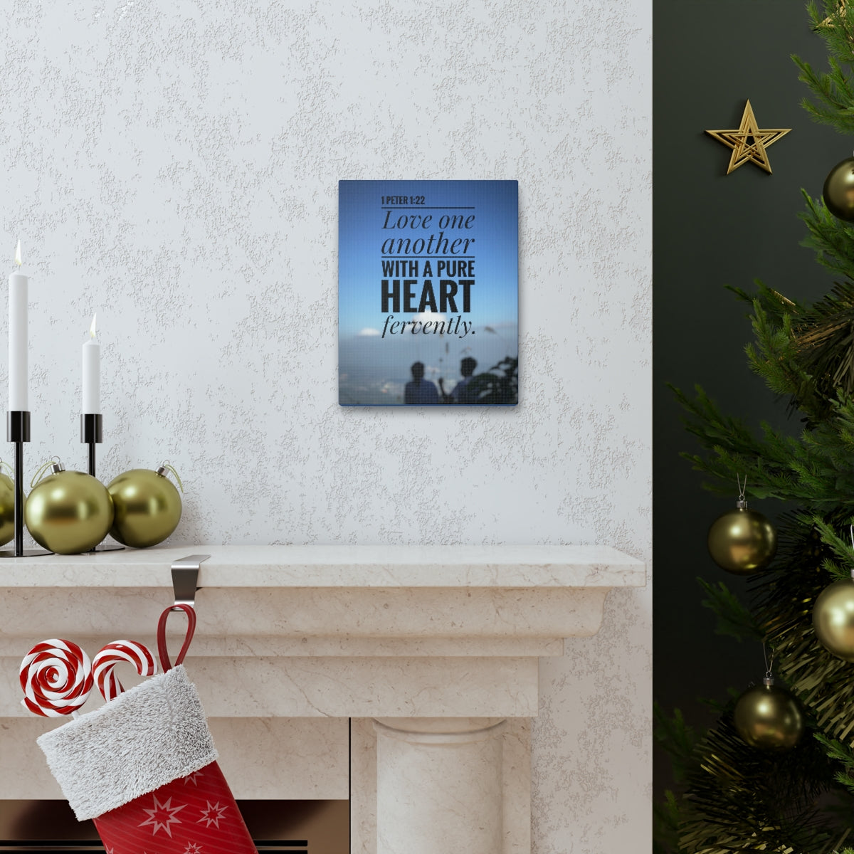 Scripture Walls Love One Another 1 Peter 1:22 Bible Verse Canvas Christian Wall Art Bible Verse Print Ready To Hang Unframed-Express Your Love Gifts