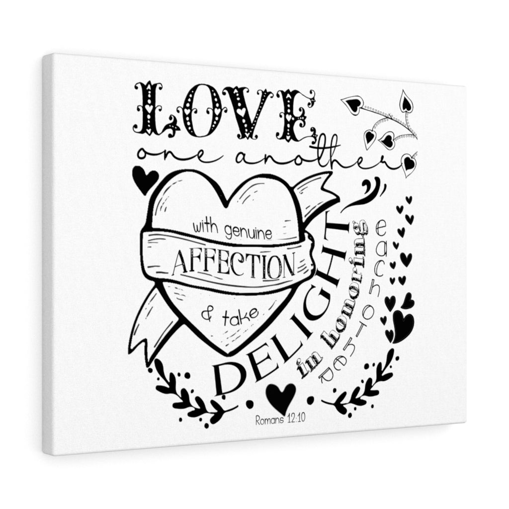 Scripture Walls Love One Another Romans 12:10 Bible Verse Canvas Christian Wall Art Ready to Hang Unframed-Express Your Love Gifts