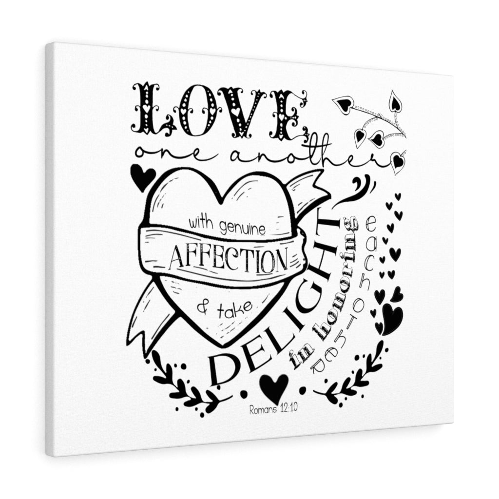 Scripture Walls Love One Another Romans 12:10 Bible Verse Canvas Christian Wall Art Ready to Hang Unframed-Express Your Love Gifts