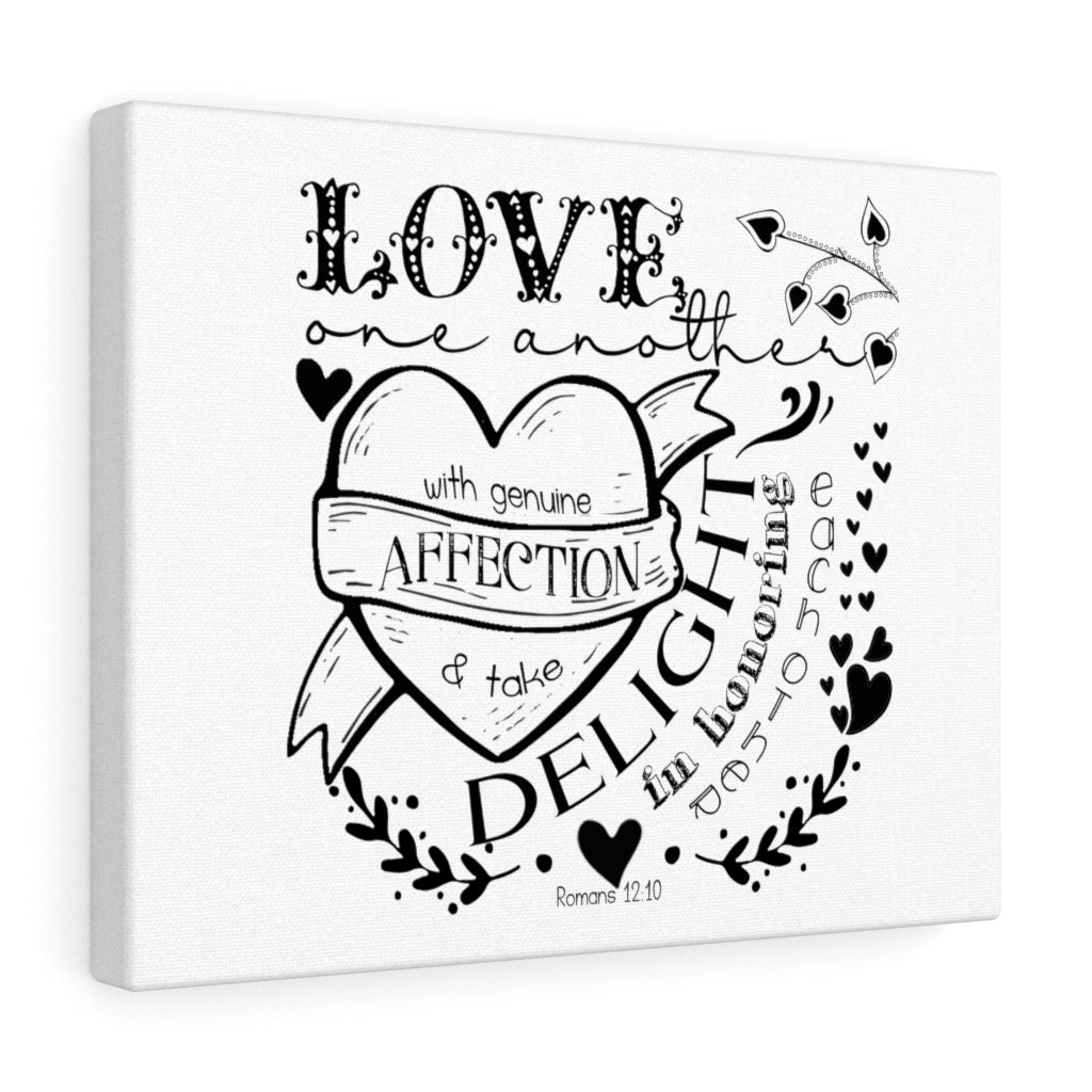 Scripture Walls Love One Another Romans 12:10 Bible Verse Canvas Christian Wall Art Ready to Hang Unframed-Express Your Love Gifts