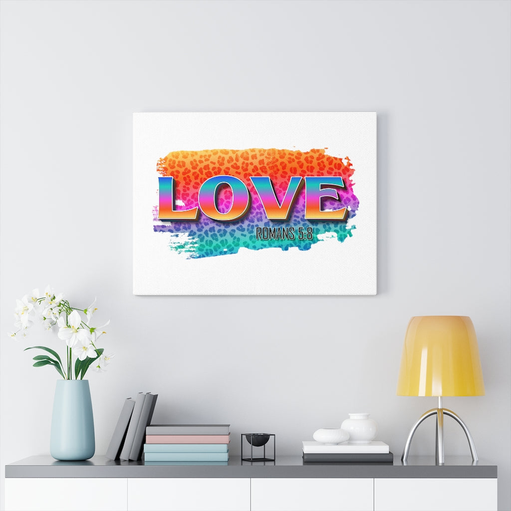 Scripture Walls Love Romans 5:8 Bible Verse Canvas Christian Wall Art Ready to Hang Unframed-Express Your Love Gifts