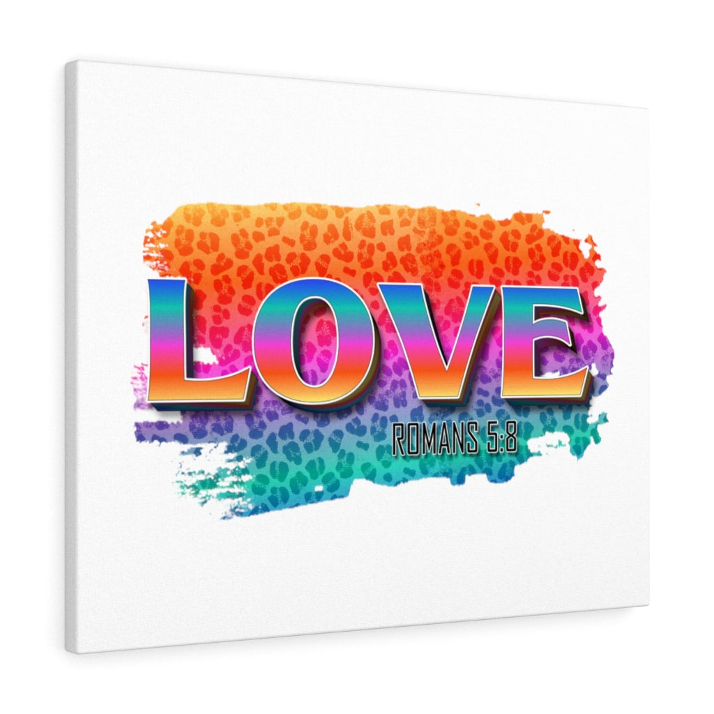 Scripture Walls Love Romans 5:8 Bible Verse Canvas Christian Wall Art Ready to Hang Unframed-Express Your Love Gifts