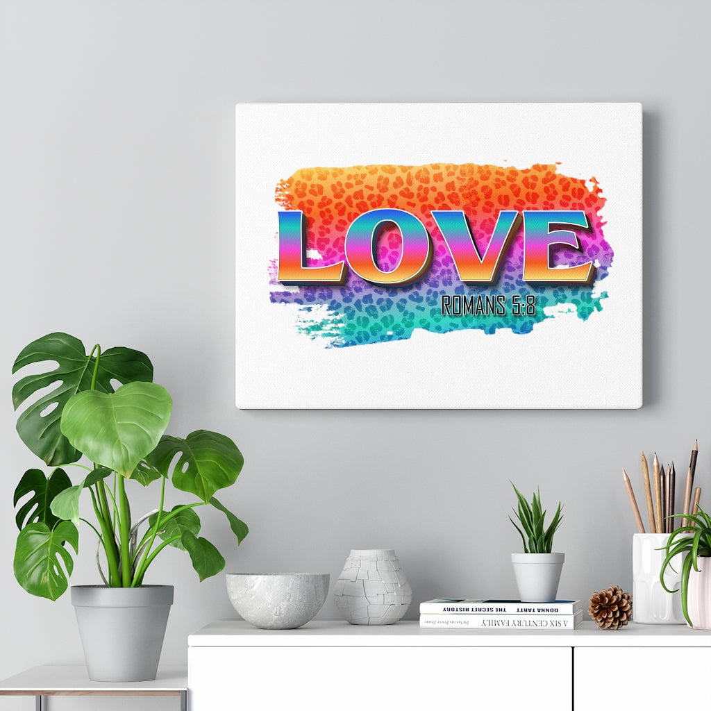 Scripture Walls Love Romans 5:8 Bible Verse Canvas Christian Wall Art Ready to Hang Unframed-Express Your Love Gifts