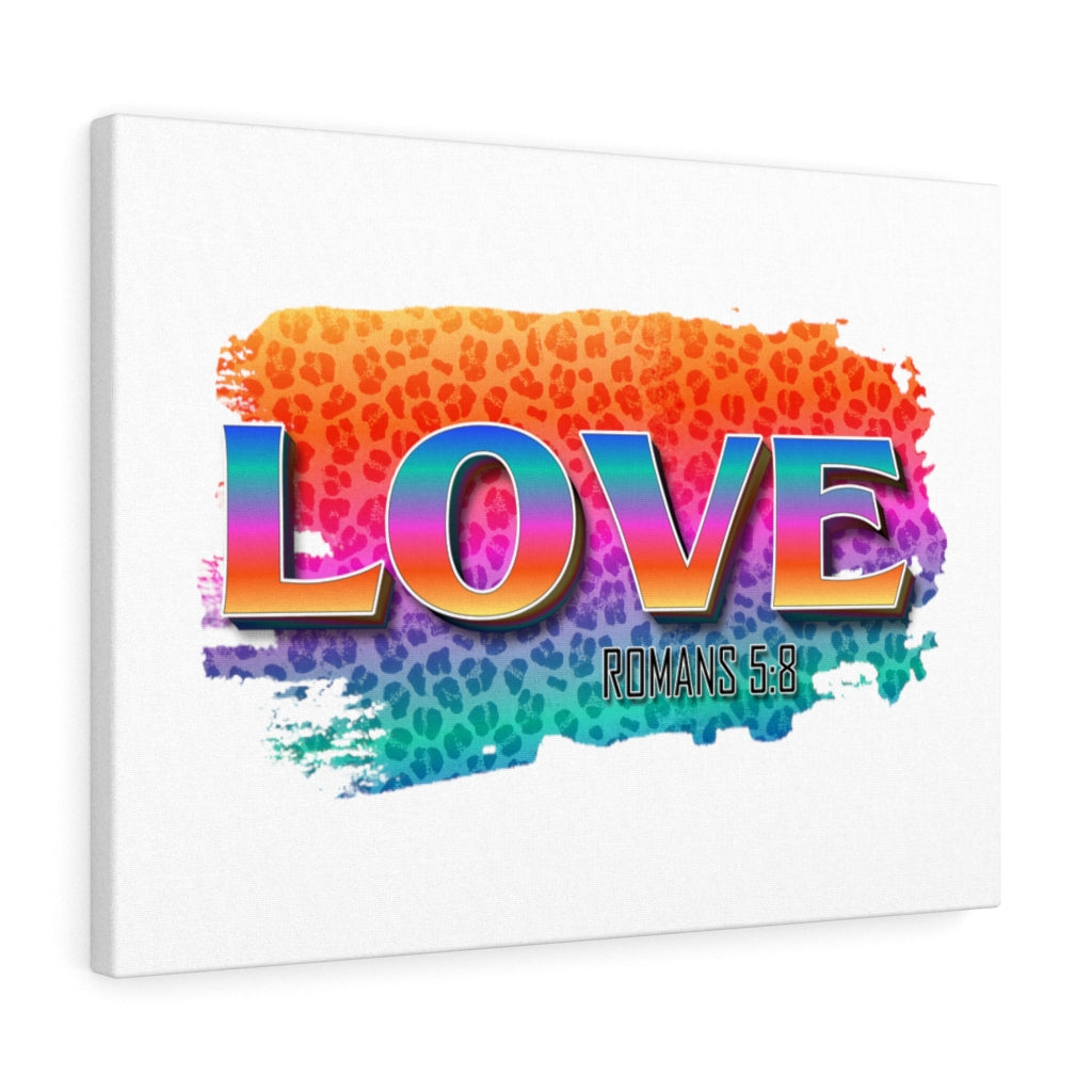 Scripture Walls Love Romans 5:8 Bible Verse Canvas Christian Wall Art Ready to Hang Unframed-Express Your Love Gifts