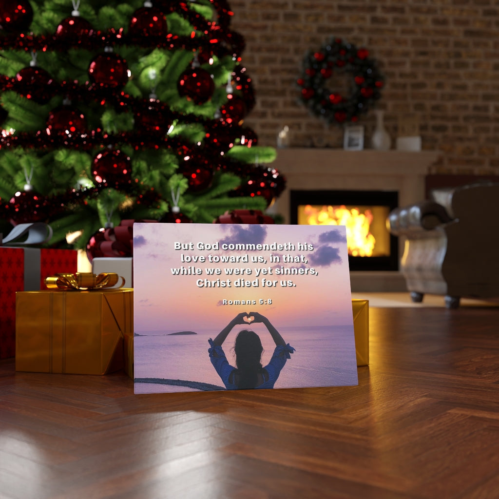 Scripture Walls Love Towards Us Romans 5:8 Bible Verse Canvas Christian Wall Art Ready to Hang Unframed-Express Your Love Gifts