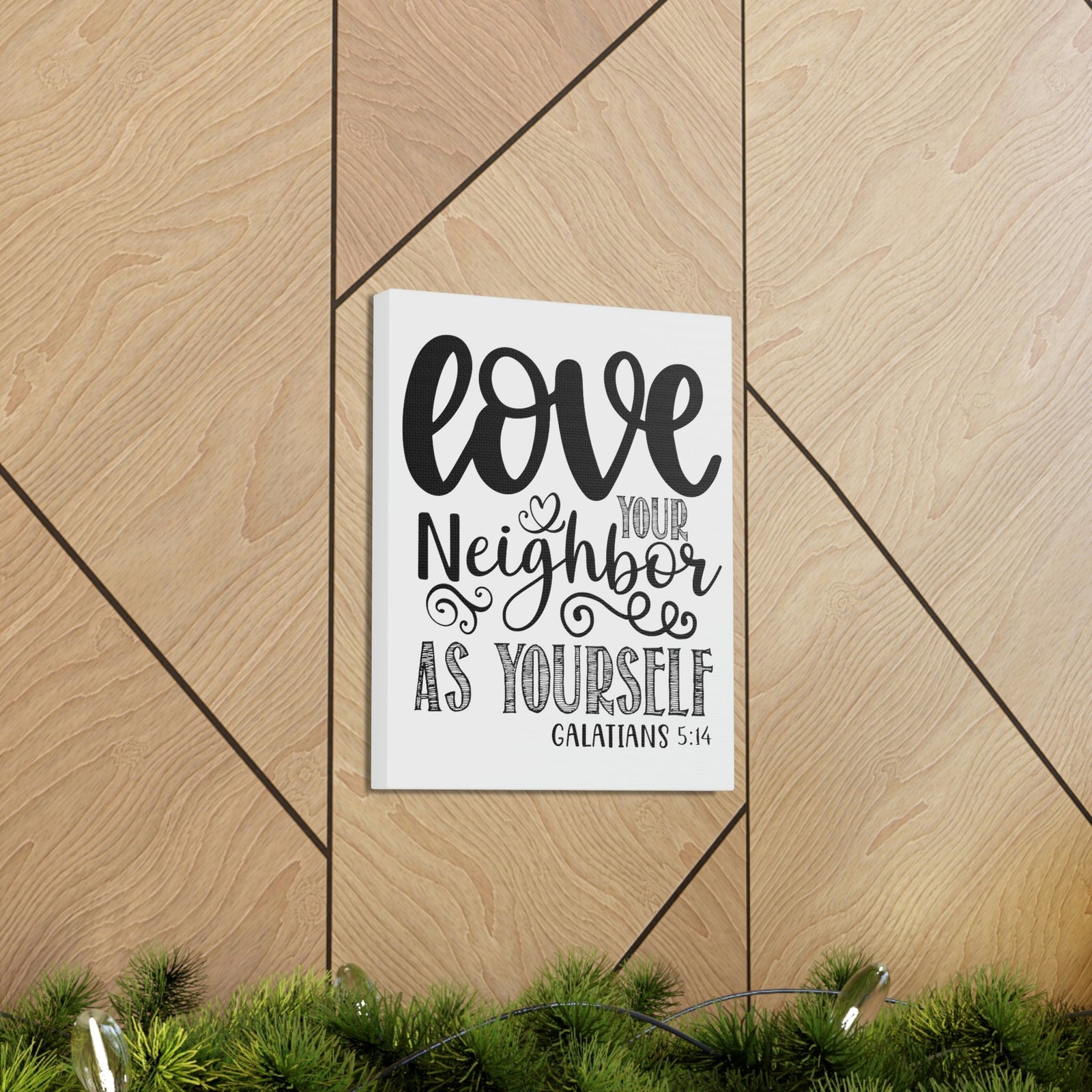 Scripture Walls Love Your Neighbor Galatians 5:14 Heart Christian Wall Art Print Ready to Hang Unframed-Express Your Love Gifts