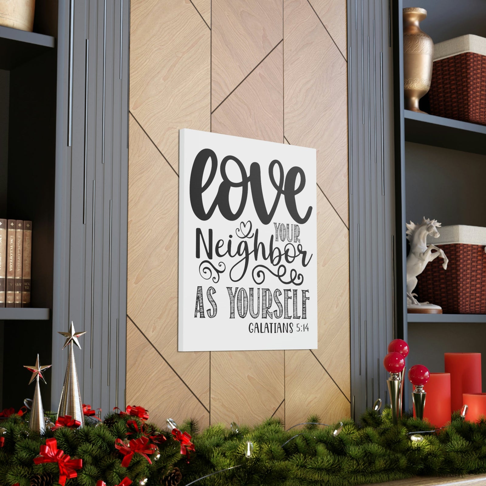 Scripture Walls Love Your Neighbor Galatians 5:14 Heart Christian Wall Art Print Ready to Hang Unframed-Express Your Love Gifts