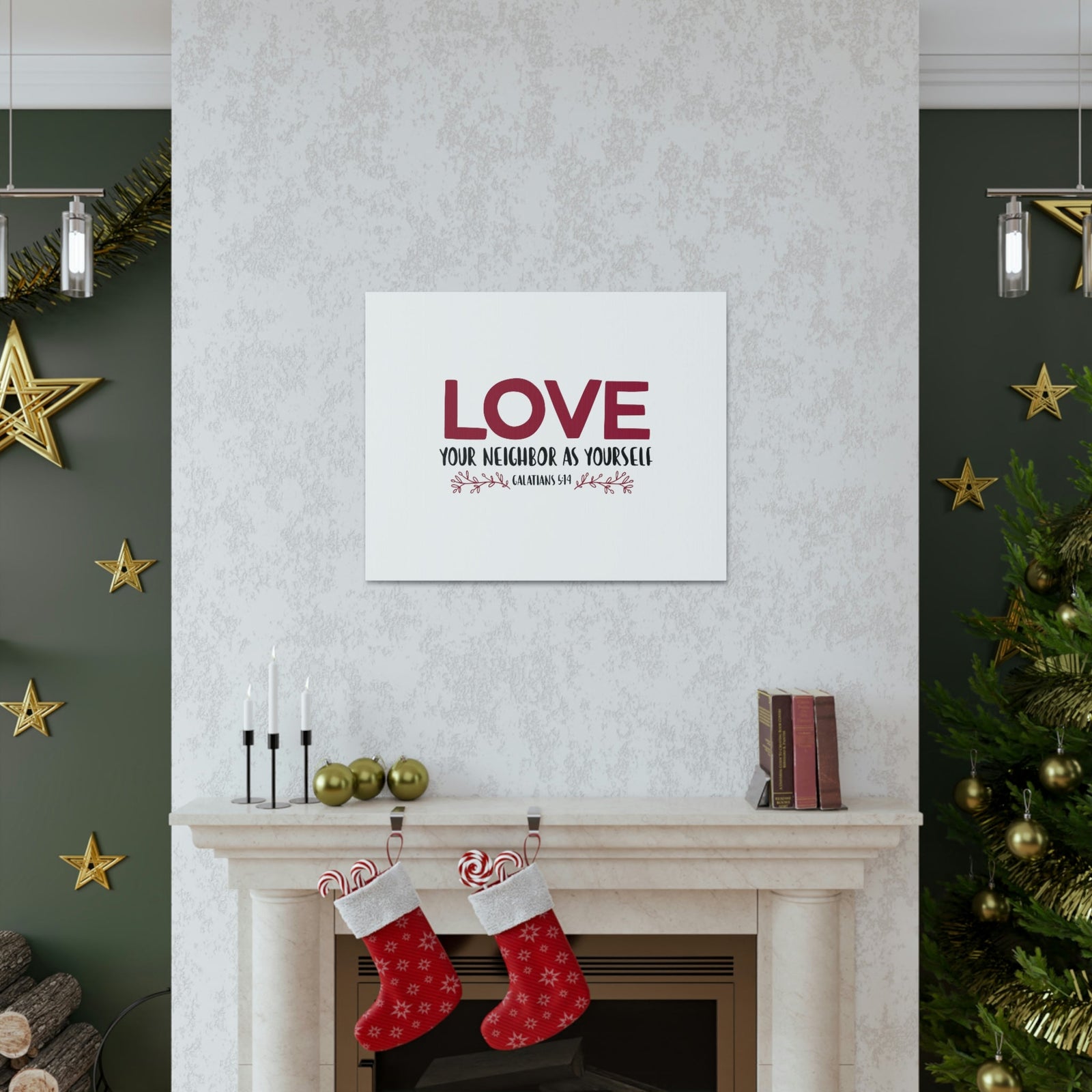 Scripture Walls Love Your Neighbor Galatians 5:14 Red Christian Wall Art Bible Verse Print Ready to Hang Unframed-Express Your Love Gifts