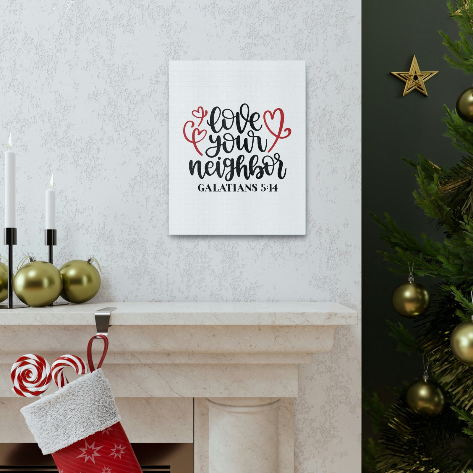 Scripture Walls Love Your Neighbor Galatians 5:14 Red Heart Christian Wall Art Bible Verse Print Ready to Hang Unframed-Express Your Love Gifts