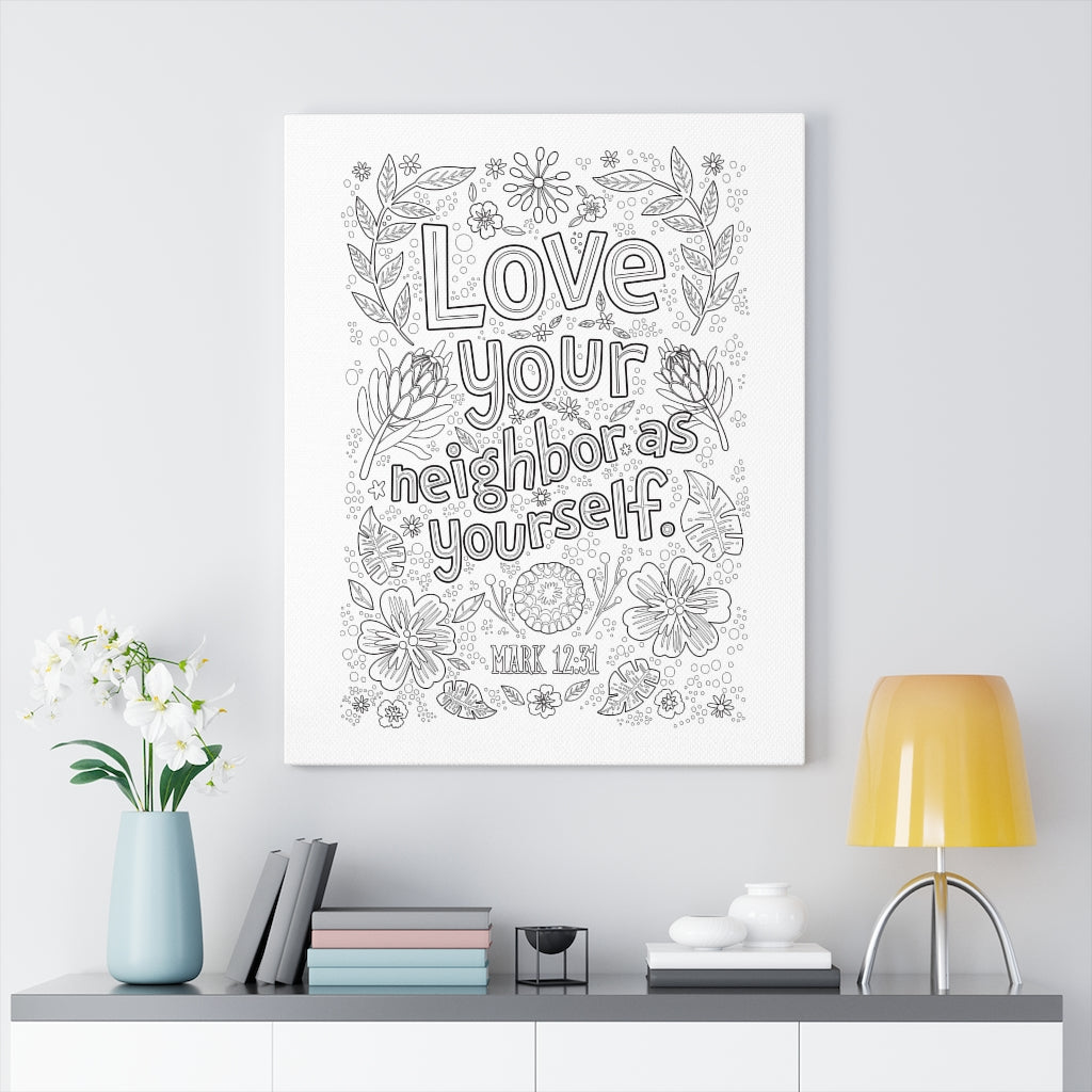 Scripture Walls Love Your Neighbor Mark 12:31 Bible Verse Canvas Christian Wall Art Ready to Hang Unframed-Express Your Love Gifts