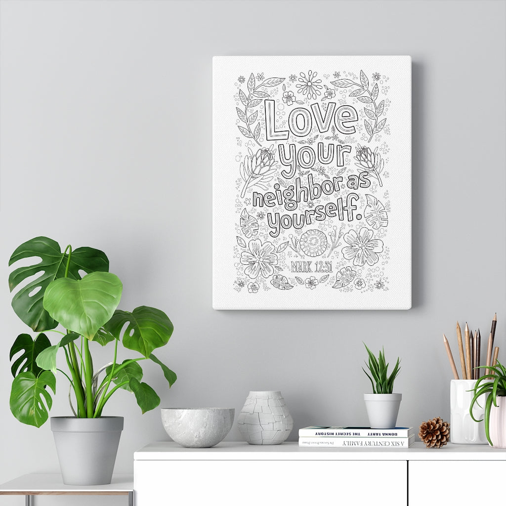 Scripture Walls Love Your Neighbor Mark 12:31 Bible Verse Canvas Christian Wall Art Ready to Hang Unframed-Express Your Love Gifts