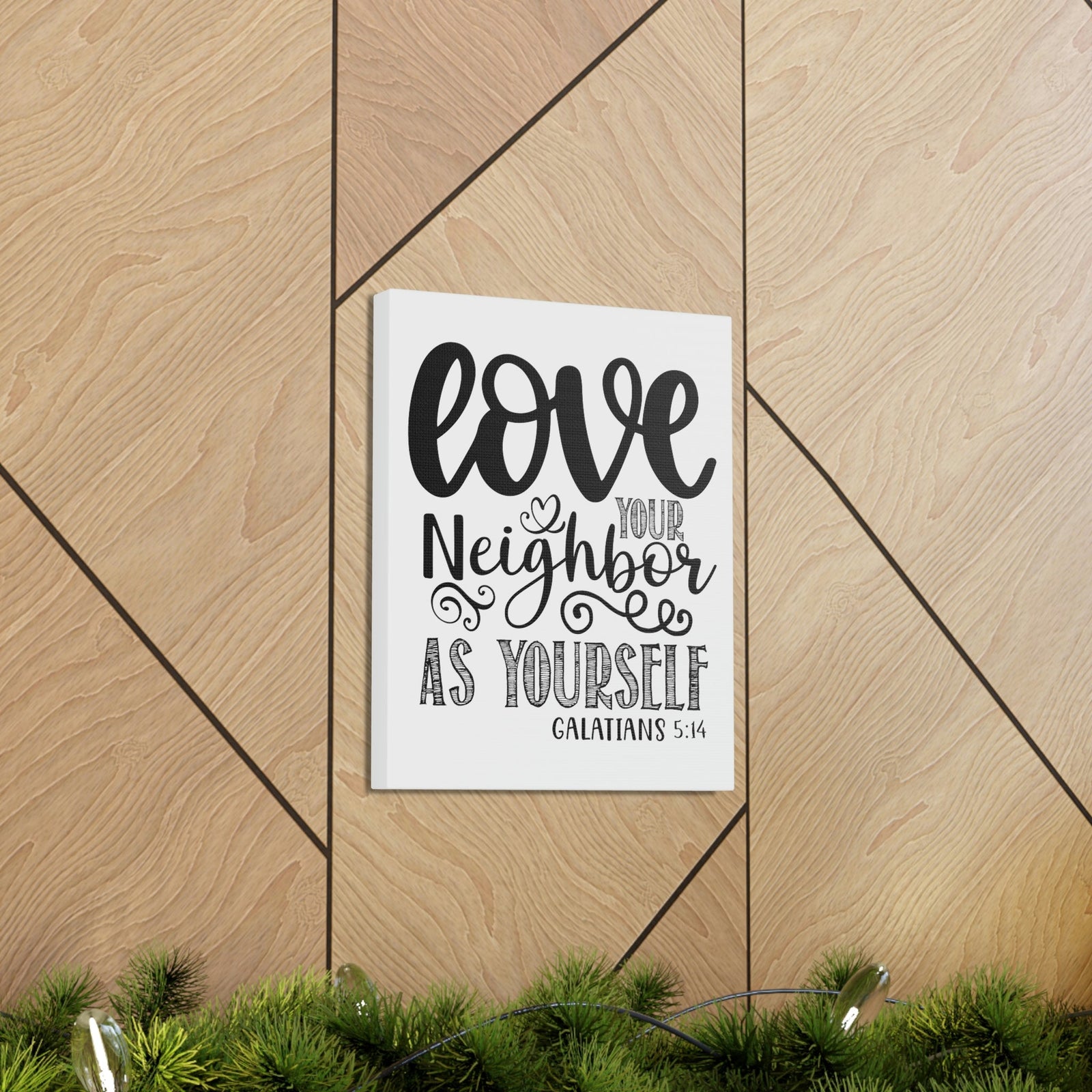 Scripture Walls Love Your Neighbors Galatians 5:14 Bible Verse Canvas Christian Wall Art Ready to Hang Unframed-Express Your Love Gifts