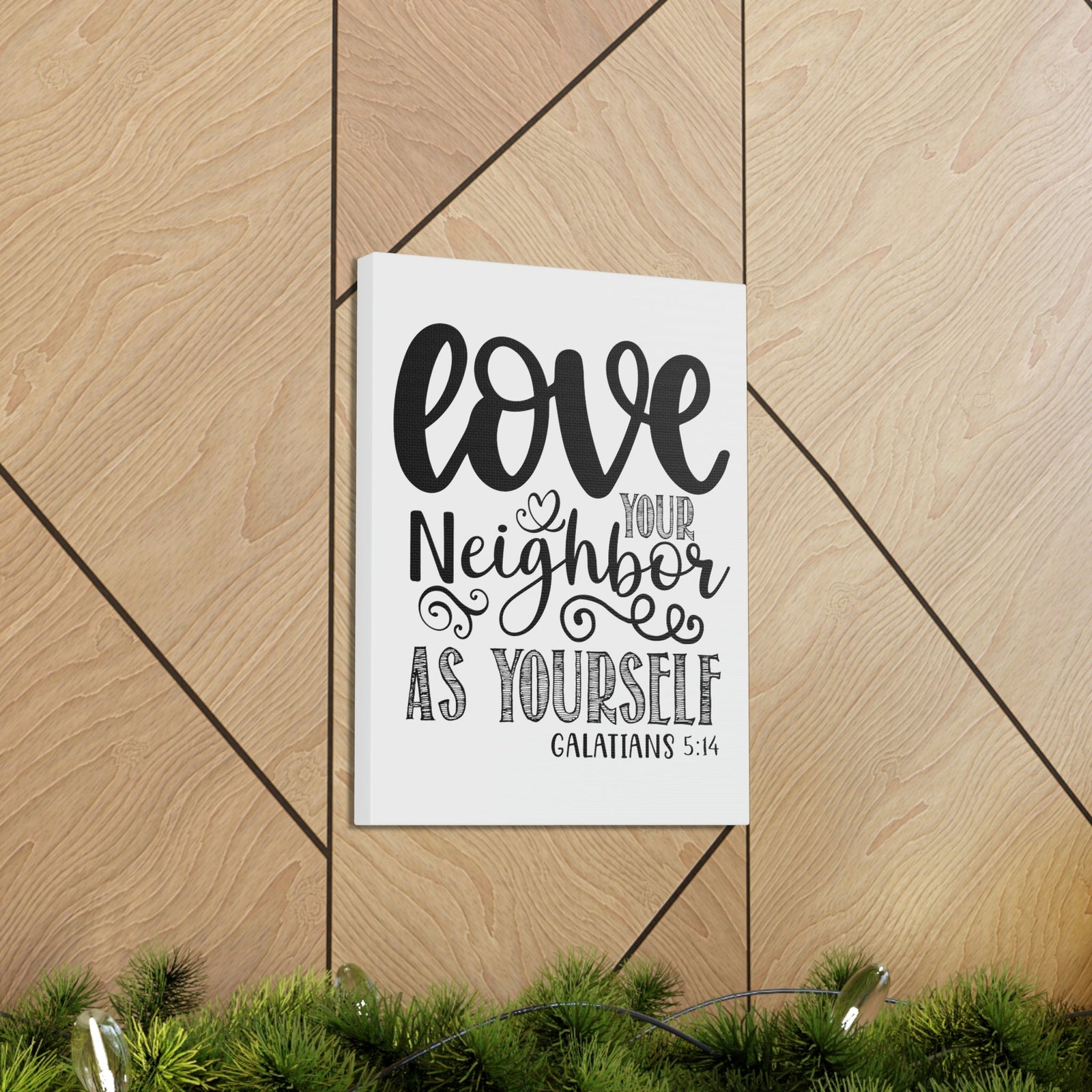 Scripture Walls Love Your Neighbors Galatians 5:14 Bible Verse Canvas Christian Wall Art Ready to Hang Unframed-Express Your Love Gifts