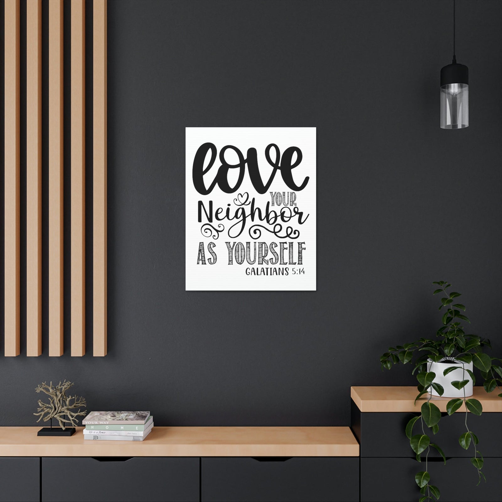 Scripture Walls Love Your Neighbors Galatians 5:14 Bible Verse Canvas Christian Wall Art Ready to Hang Unframed-Express Your Love Gifts