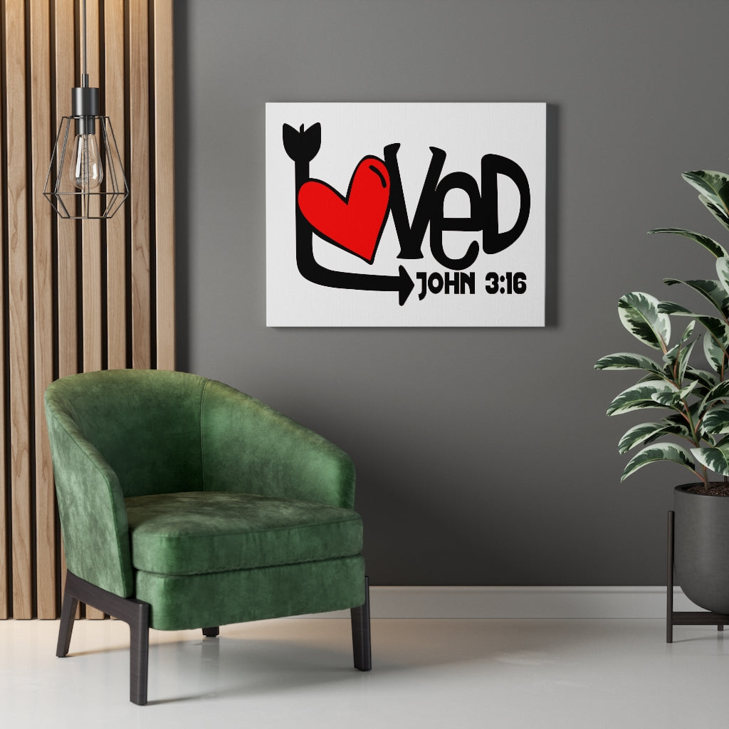 Scripture Walls Loved Arrow John 3:16 Bible Verse Canvas Christian Wall Art Ready to Hang Unframed-Express Your Love Gifts
