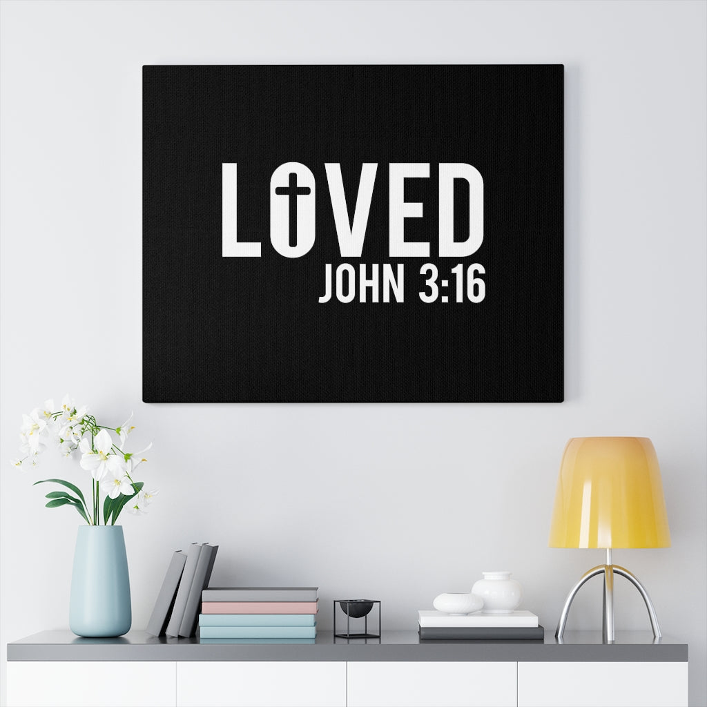 Scripture Walls Loved Cross John 3:16 Bible Verse Canvas Christian Wall Art Ready to Hang Unframed-Express Your Love Gifts