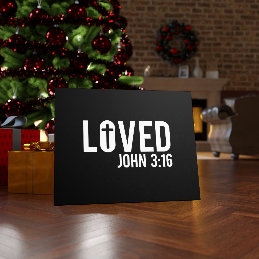 Scripture Walls Loved Cross John 3:16 Bible Verse Canvas Christian Wall Art Ready to Hang Unframed-Express Your Love Gifts