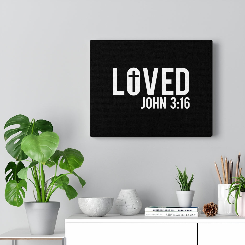 Scripture Walls Loved Cross John 3:16 Bible Verse Canvas Christian Wall Art Ready to Hang Unframed-Express Your Love Gifts
