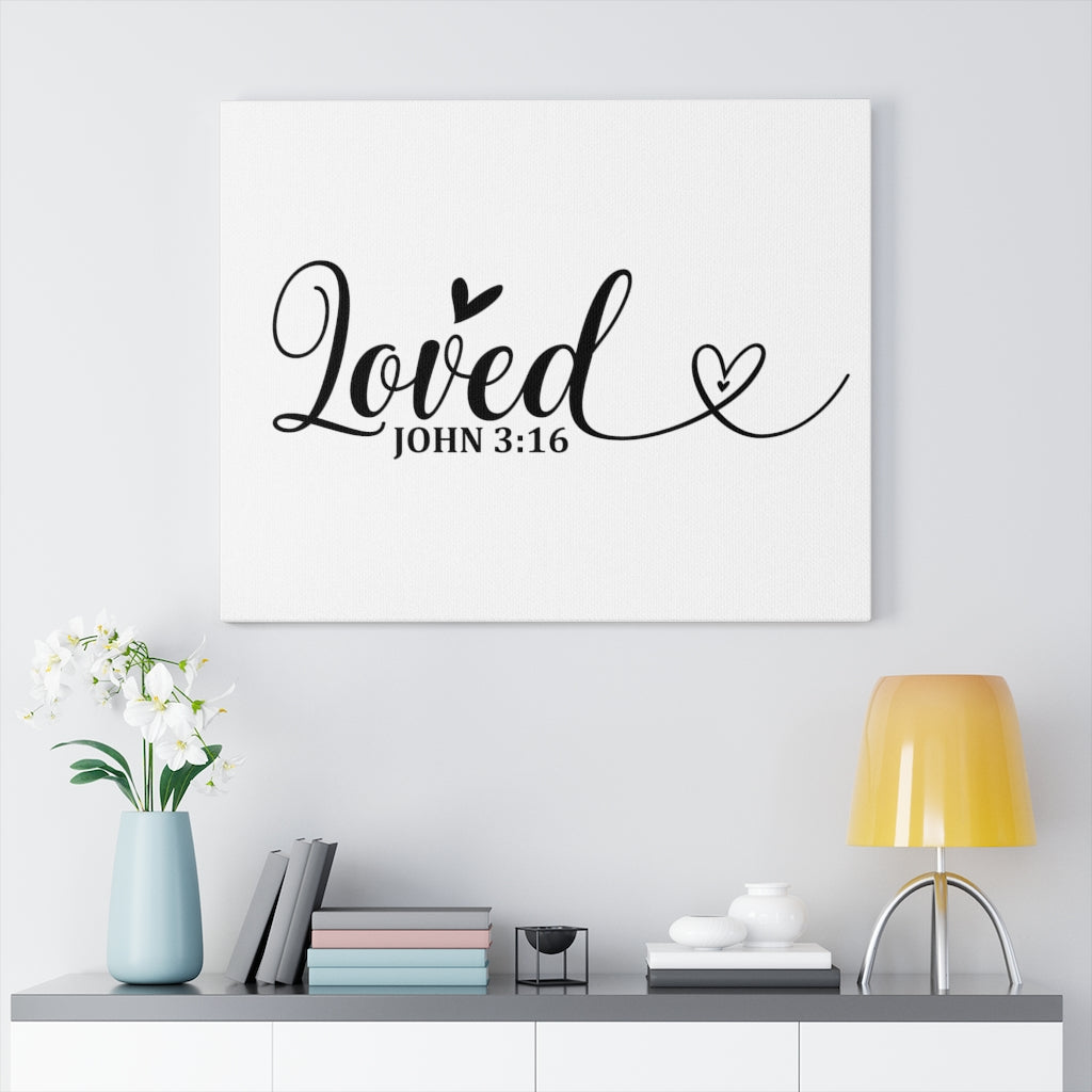 Scripture Walls Loved Heart John 3:16 Bible Verse Canvas Christian Wall Art Ready to Hang Unframed-Express Your Love Gifts