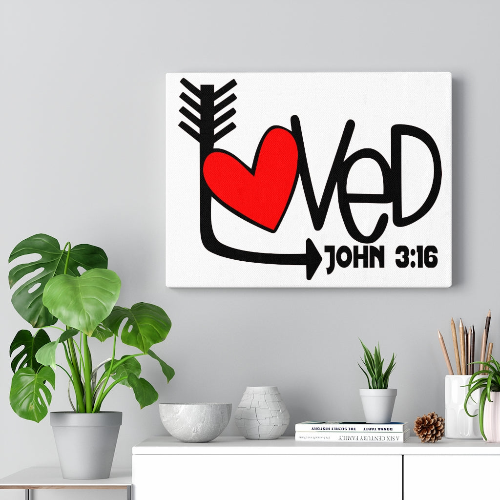 Scripture Walls Loved Heart John 3:16 Bible Verse Canvas Christian Wall Art Ready to Hang Unframed-Express Your Love Gifts