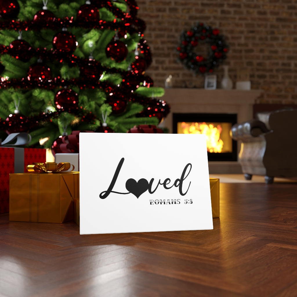 Scripture Walls Loved Heart Romans 5:8 Bible Verse Canvas Christian Wall Art Ready to Hang Unframed-Express Your Love Gifts