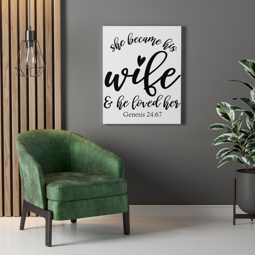 Scripture Walls Loved Her Genesis 24:67 Bible Verse Canvas Christian Wall Art Ready to Hang Unframed-Express Your Love Gifts