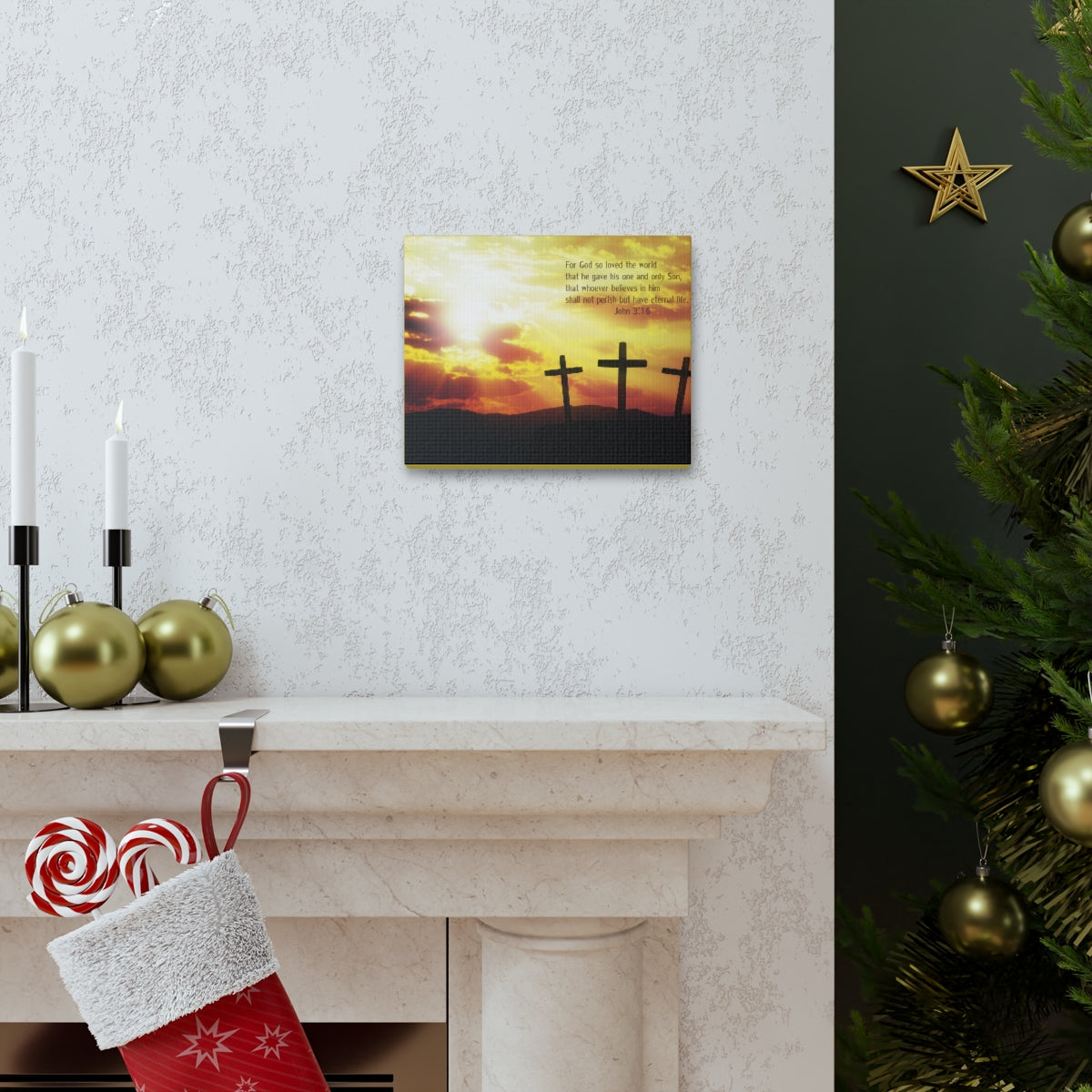 Scripture Walls Loved The World John 3:16 Bible Verse Canvas Christian Wall Art Bible Verse Print Ready To Hang Unframed-Express Your Love Gifts