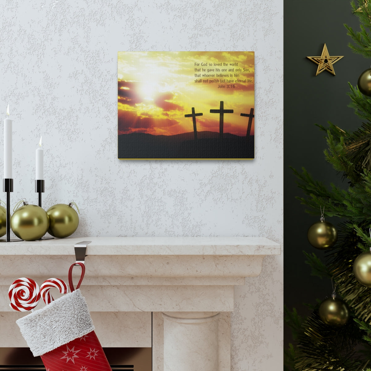 Scripture Walls Loved The World John 3:16 Bible Verse Canvas Christian Wall Art Bible Verse Print Ready To Hang Unframed-Express Your Love Gifts