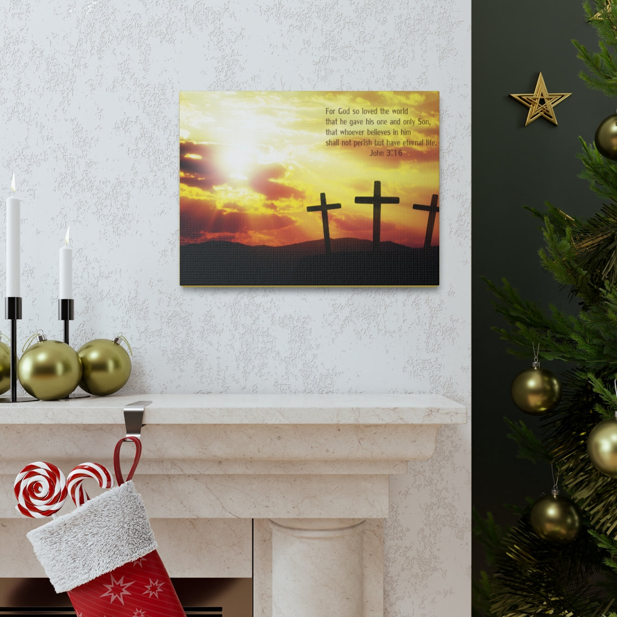 Scripture Walls Loved The World John 3:16 Bible Verse Canvas Christian Wall Art Bible Verse Print Ready To Hang Unframed-Express Your Love Gifts